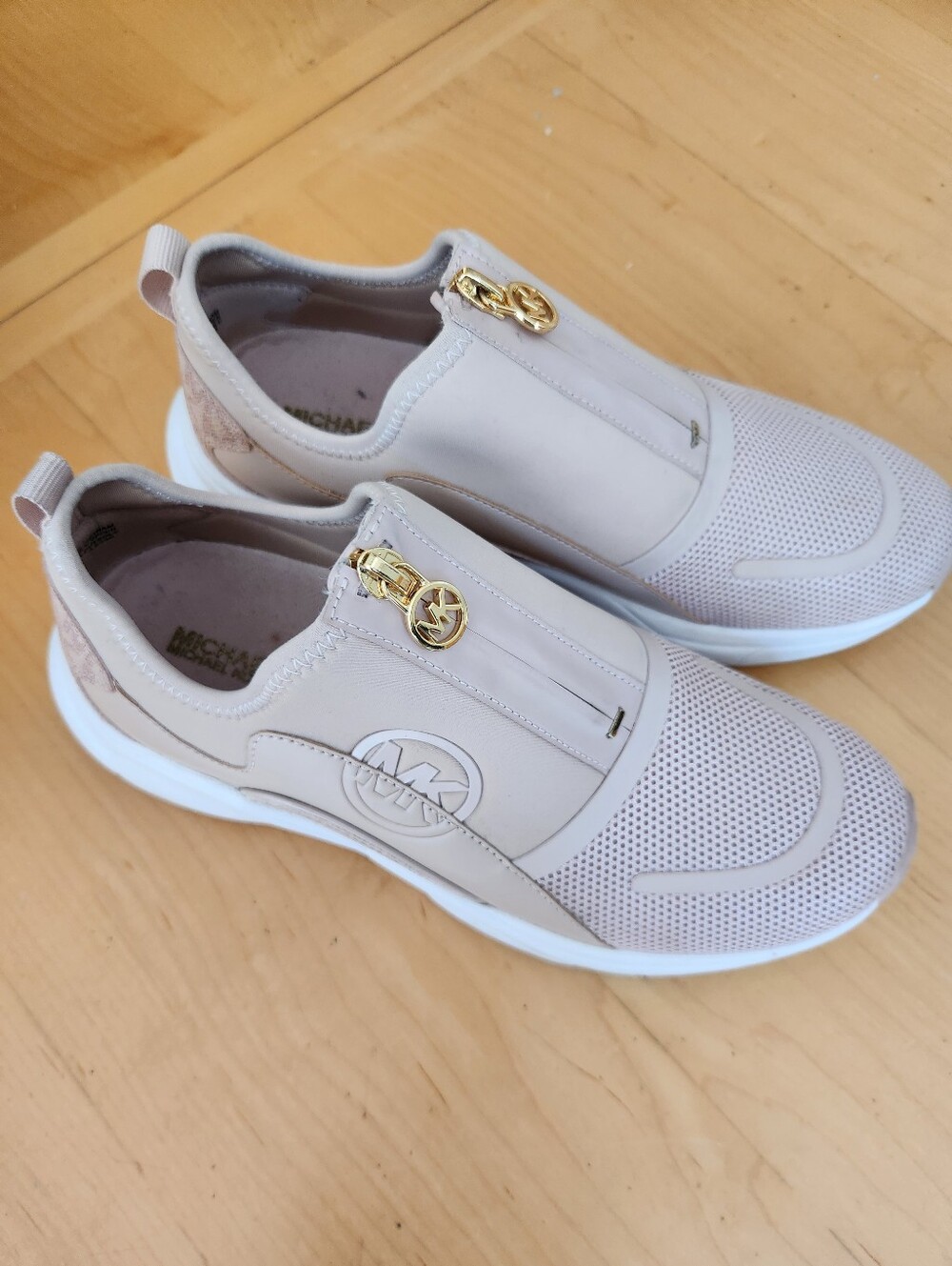 Michael Kors Blush Slip-On Mesh Trainer with Gold MK Accents - Picture 3 of 5